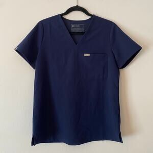 FIGS Navy Blue Catarina Scrub Top Uniform Nurse Doctor V-neck Women's size Small